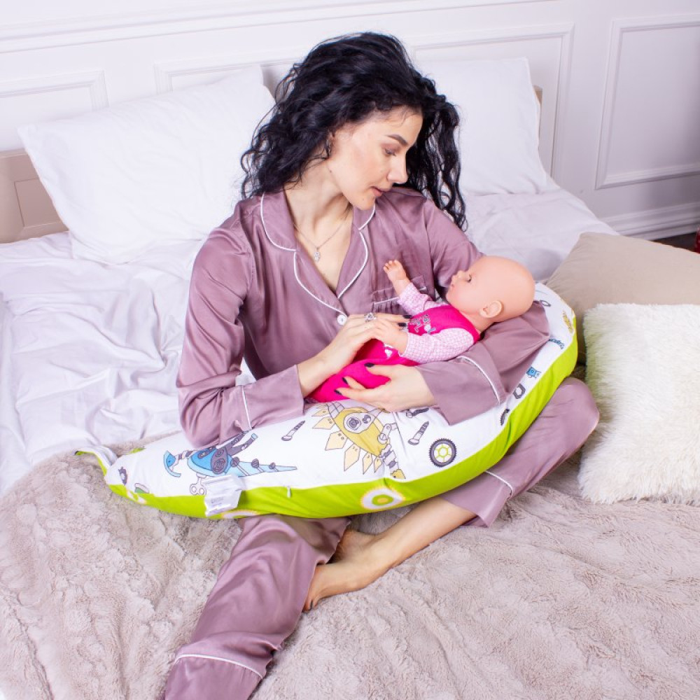 Подушка MirSon для беременных и кормления №8331 Print Line 17-0576 Dinosaur robot Бязь 30х170х20 см (2200006200567)