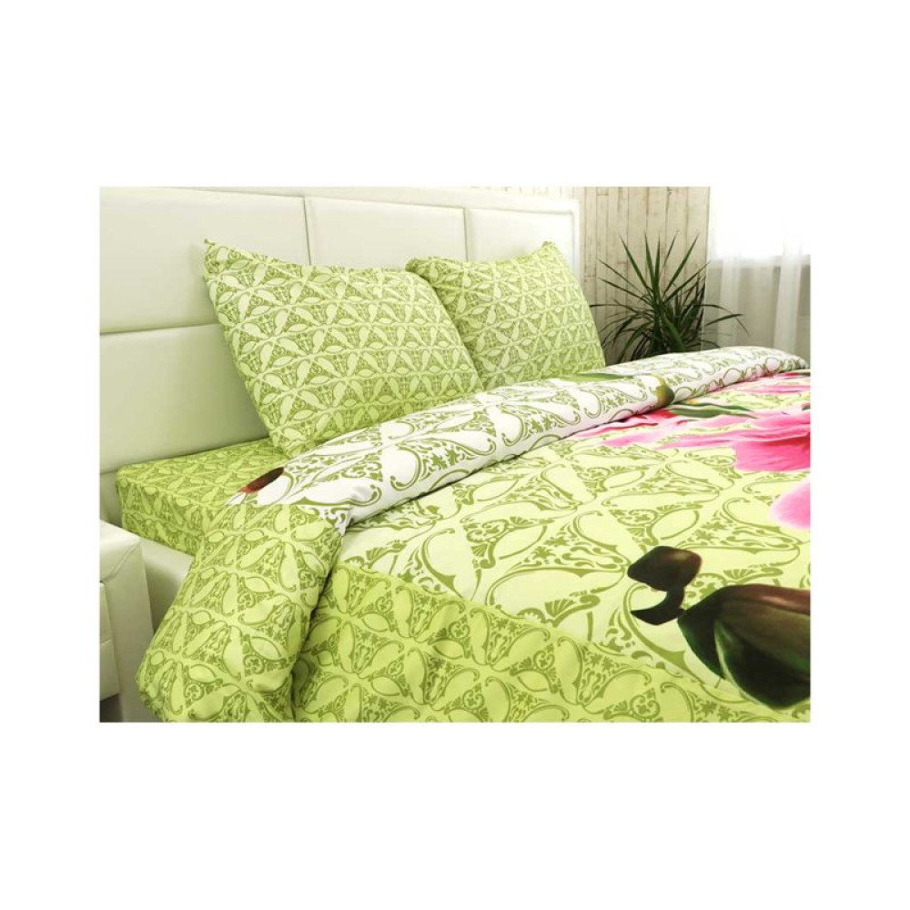 Постельное белье Руно 20-1316 green сатин набивной евро (845.137К_20-1316 green)