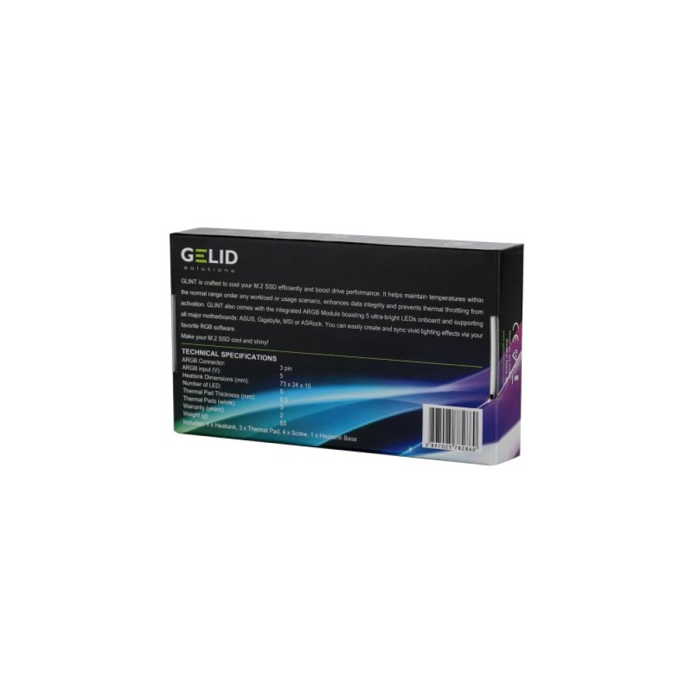 Радіатор охолодження Gelid Solutions GLINT ARGB M.2 2280 SSD (M2-RGB-01)_
