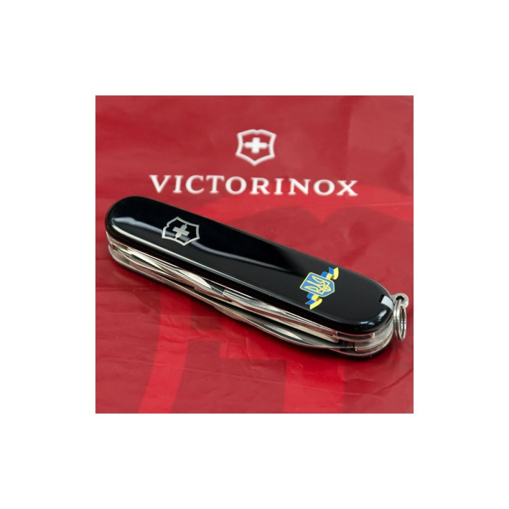 Ніж Victorinox Climber Ukraine Black "Герб України Зі Стрічкою" (1.3703.3_T1010u)