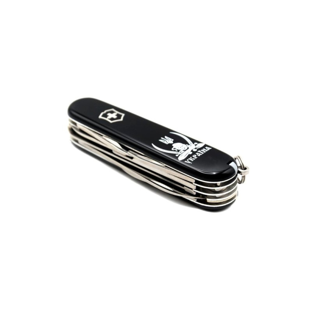 Нож Victorinox Huntsman Ukraine Black "Козак з Шаблями" (1.3713.3_T1110u)