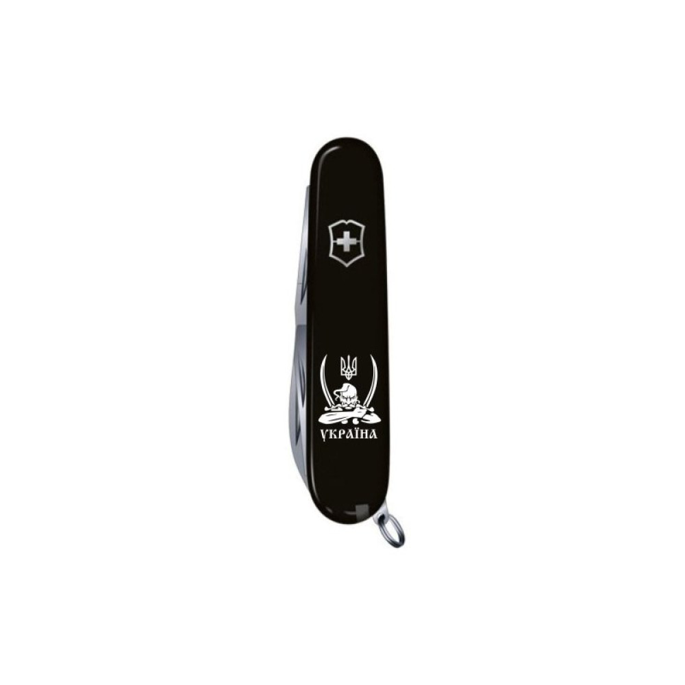 Нож Victorinox Huntsman Ukraine Black "Козак з Шаблями" (1.3713.3_T1110u)