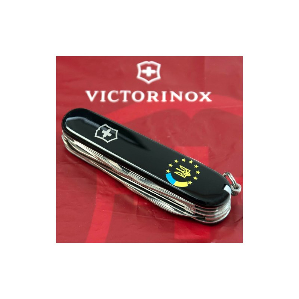 Ніж Victorinox Huntsman Ukraine Black "Україна ЄС" (1.3713.3_T1130u)