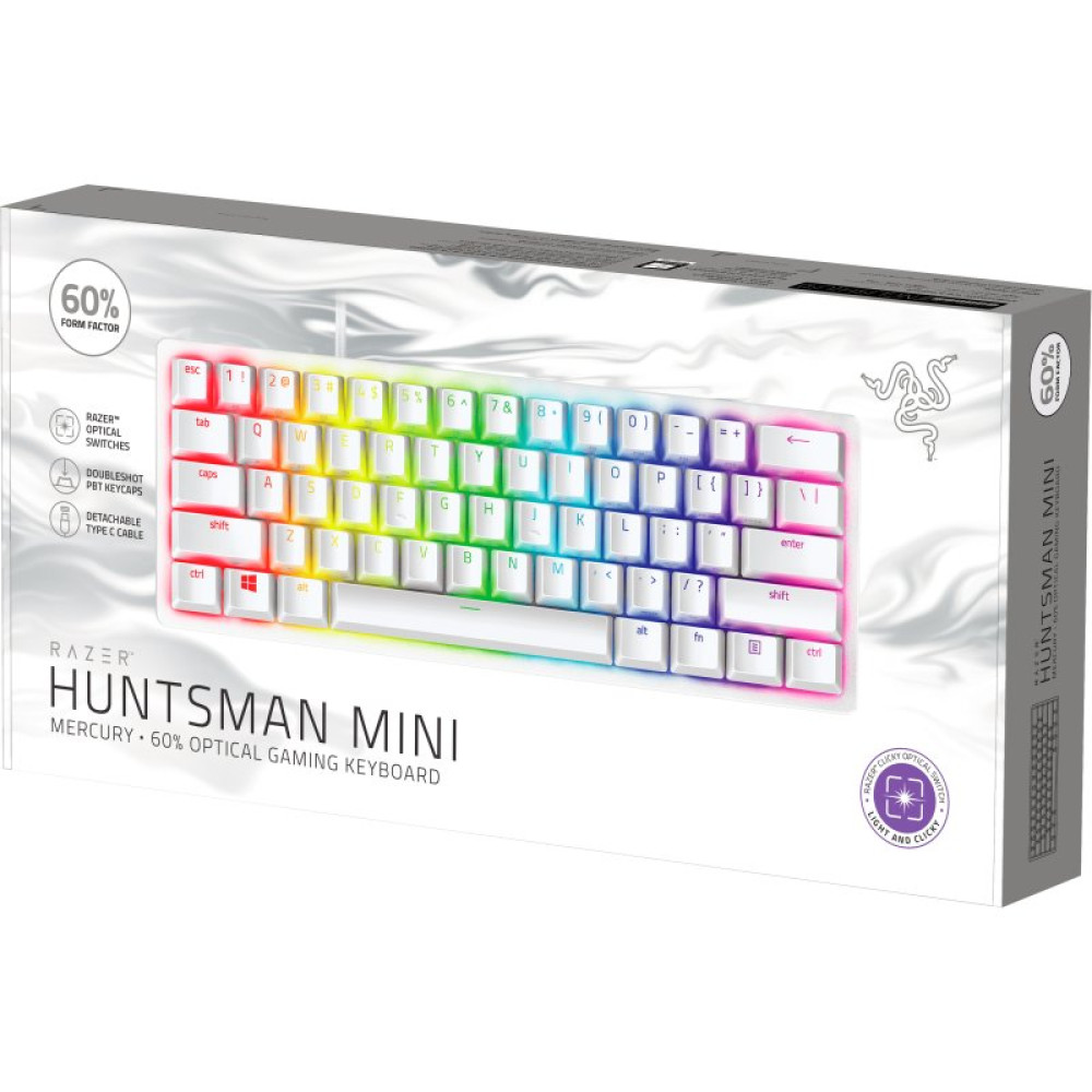 Клавиатура Razer Huntsman mini Mercury Red Switch USB RU White (RZ03-03392200-R3R1)