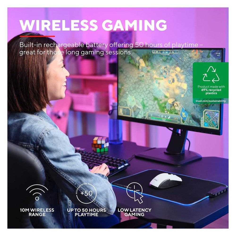 Мышка Trust GXT923 YBAR Wireless White (24889)