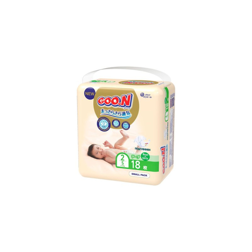 Подгузник GOO.N Premium Soft 4-8 кг S на липучках 18 шт (863221)