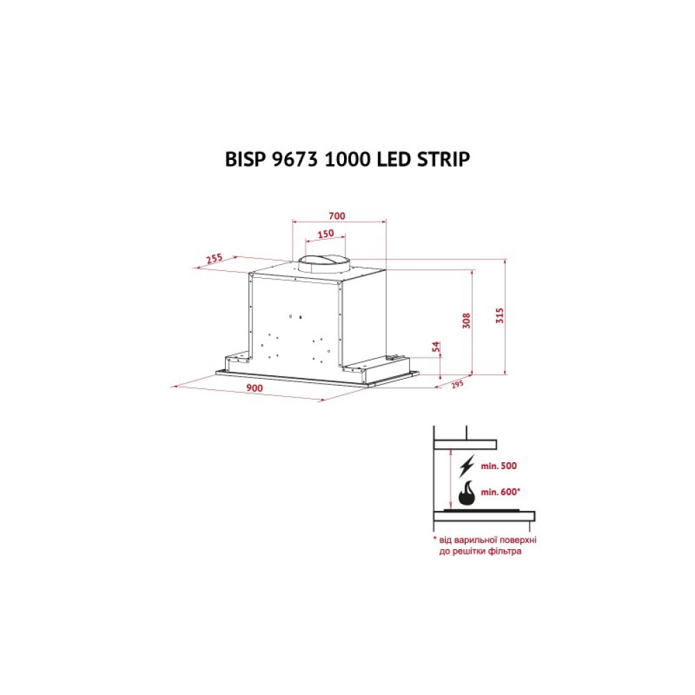 Витяжка кухонна Perfelli BISP 9673 BL 1000 LED Strip