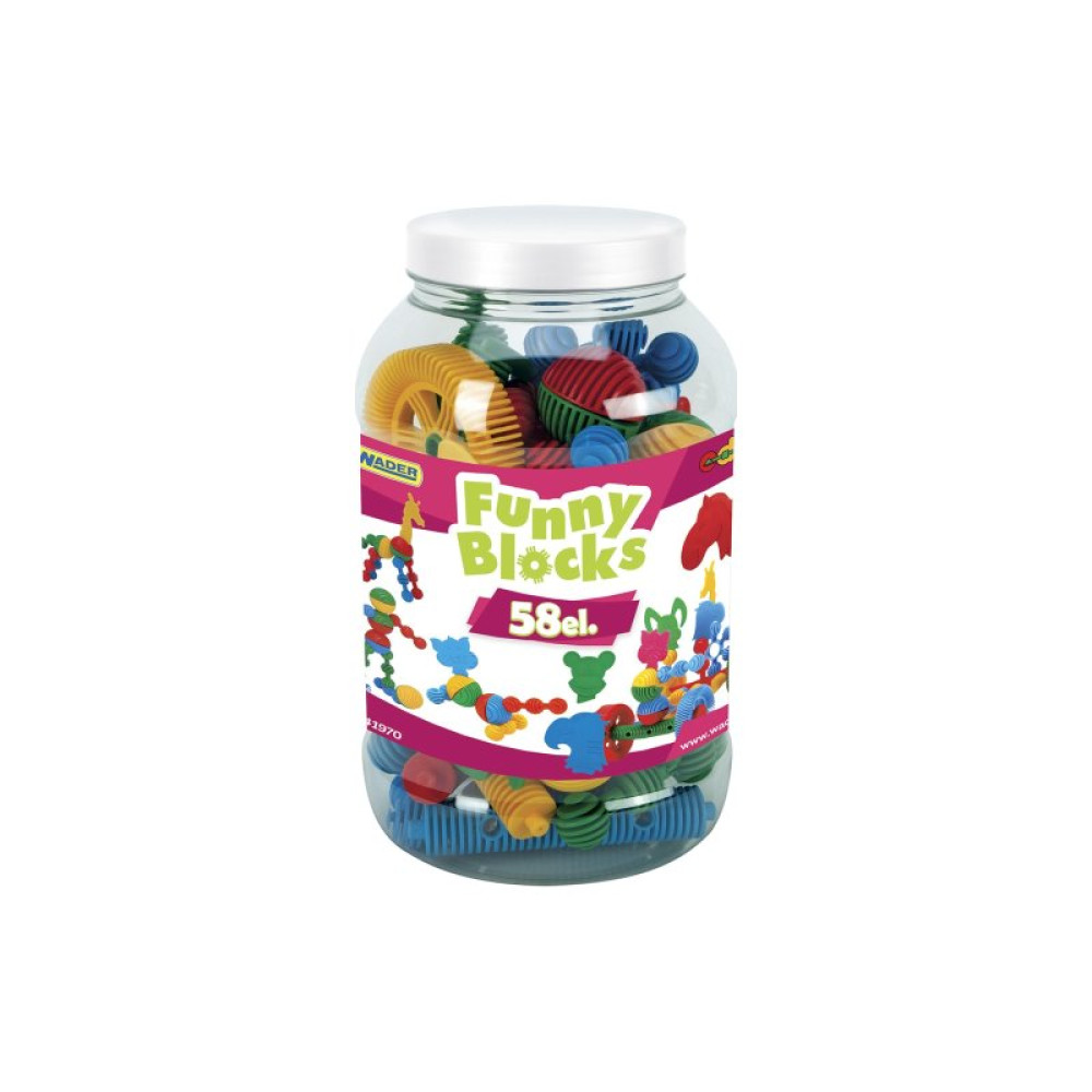 Конструктор Wader Funny blocks - 58 шт (большая банка) (41970) Конструктор Wader Funny blocks - 58 шт (большая банка) (41970)