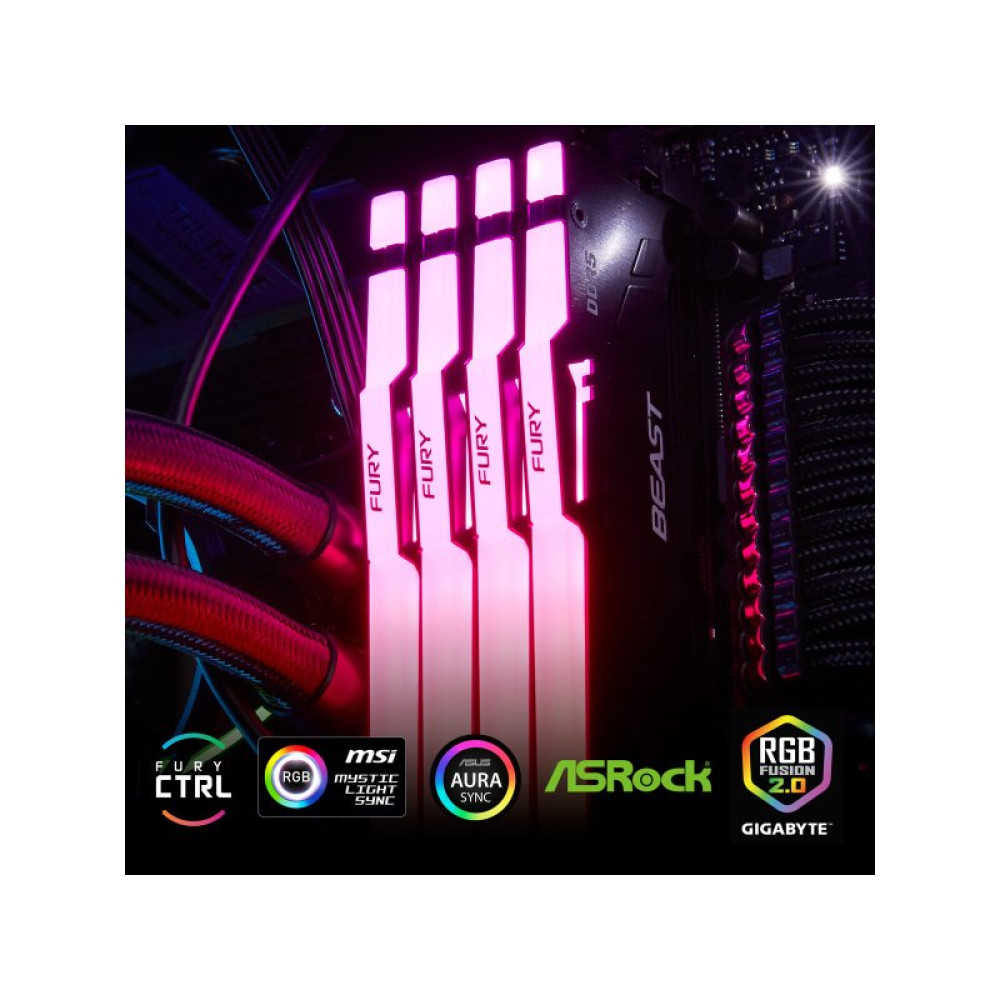 Модуль памяти для компьютера DDR5 64GB (2x32GB) 5200 MHz Beast RGB EXPO Kingston Fury (ex.HyperX) (KF552C36BBEAK2-64)