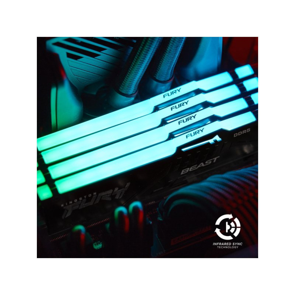 Модуль памяти для компьютера DDR5 64GB (2x32GB) 5200 MHz Beast RGB EXPO Kingston Fury (ex.HyperX) (KF552C36BBEAK2-64)