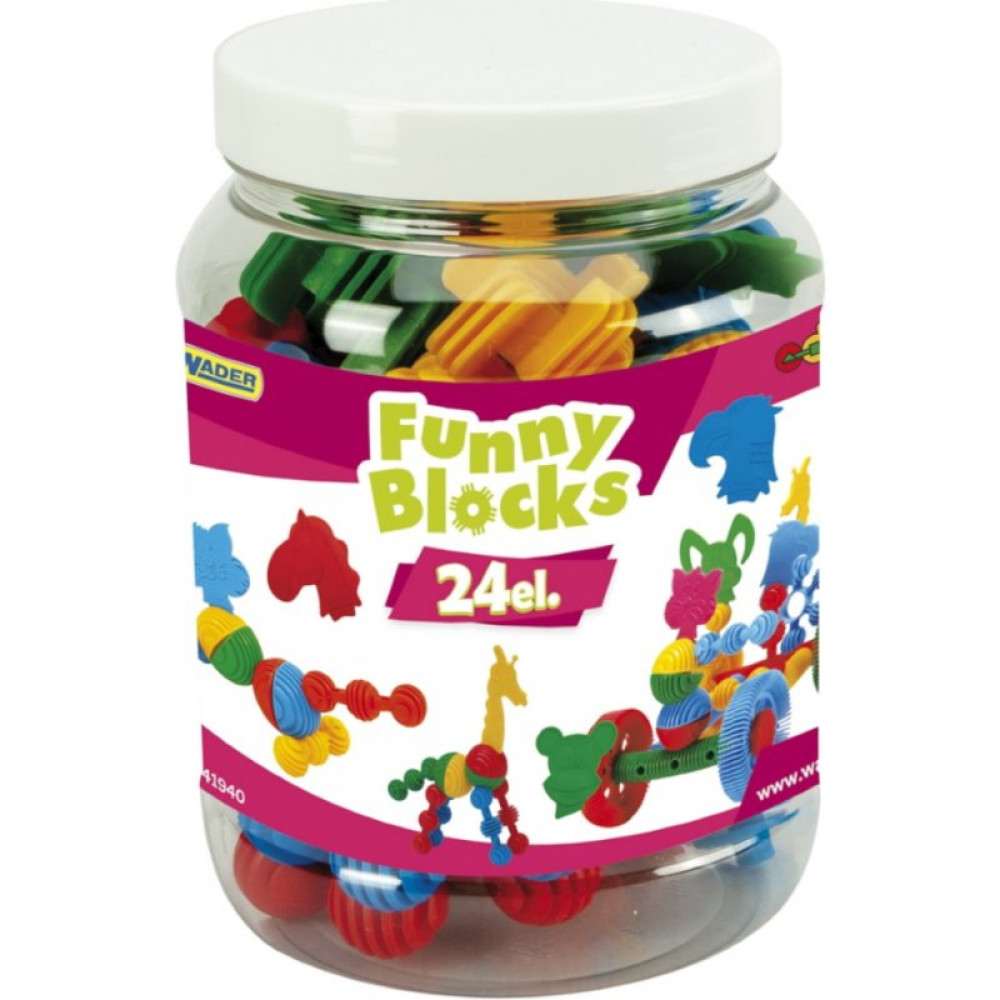 Конструктор Wader Funny blocks, 24 шт. (Маленькая банка) (41940) Конструктор Wader Funny blocks, 24 шт. (Маленькая банка) (41940)