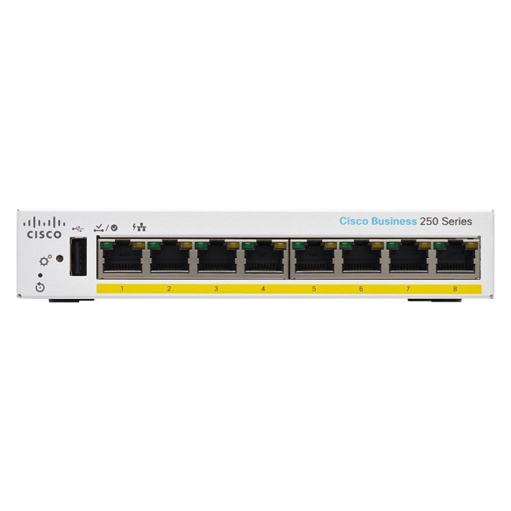 Комутатор мережевий Cisco CBS250-8PP-D-EU