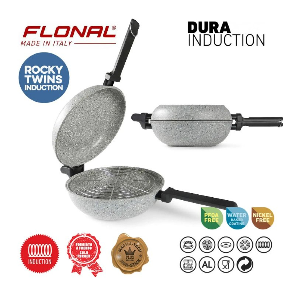 Сковорода Flonal Dura Induction Rocky Twins 28 см подвійна з решіткою (RKIWP2830)