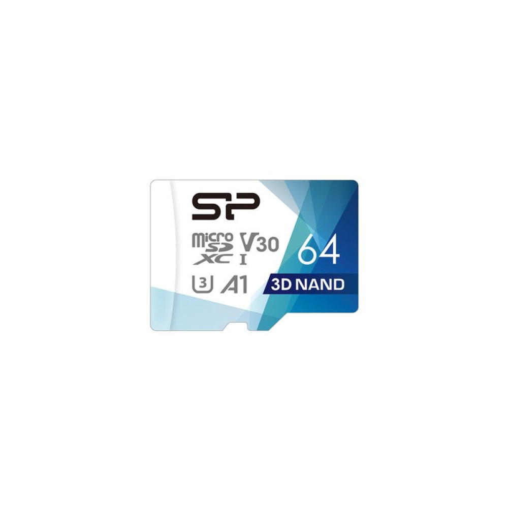 Карта памяти Silicon Power 64Gb microSDXC U3 A1 V30 Superior Color 100R/80W + adapter (SP064GBSTXDU3V20AB)