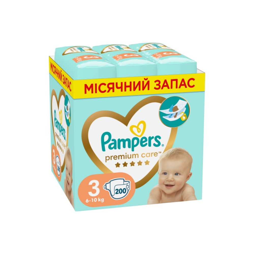 Підгузки Pampers Premium Care Midi Розмір 3 (6-10 кг) 200 шт (8006540855898)