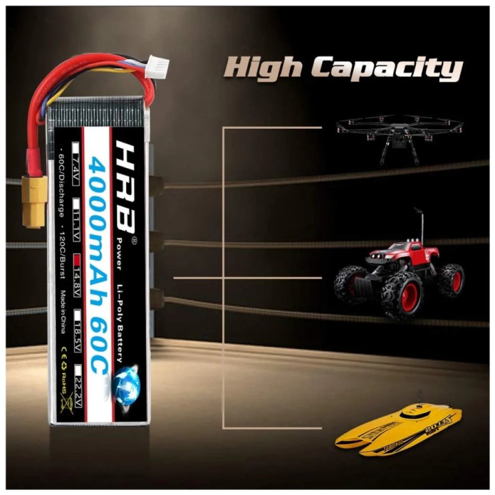 Аккумулятор для дрона HRB Lipo 4s 14.8V 4000mAh 60C Battery (HR-4000MAH-4S-60C)