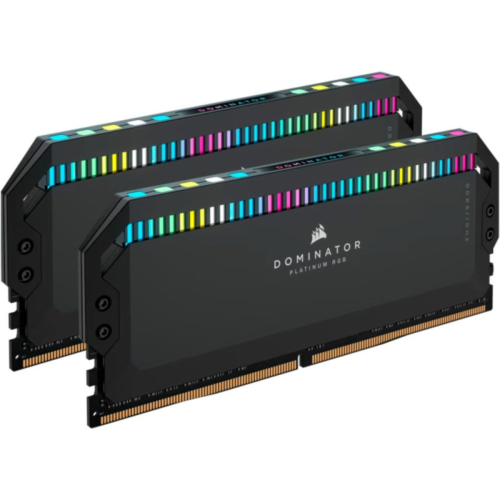 Модуль пам'яті для комп'ютера DDR5 64GB (2x32GB) 6400 MHz Dominator Platinum RGB Black Corsair (CMT64GX5M2B6400C32)