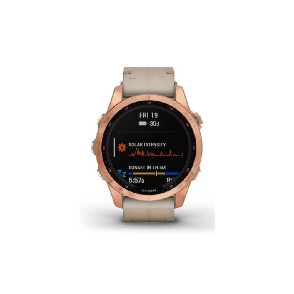 Смарт-часы Garmin fenix 7S, Sapph Sol, Rose Gold Ti w/Limestone Leather (010-02539-35)