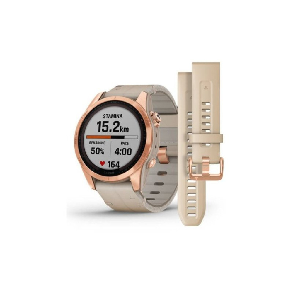 Смарт-часы Garmin fenix 7S, Sapph Sol, Rose Gold Ti w/Limestone Leather (010-02539-35)