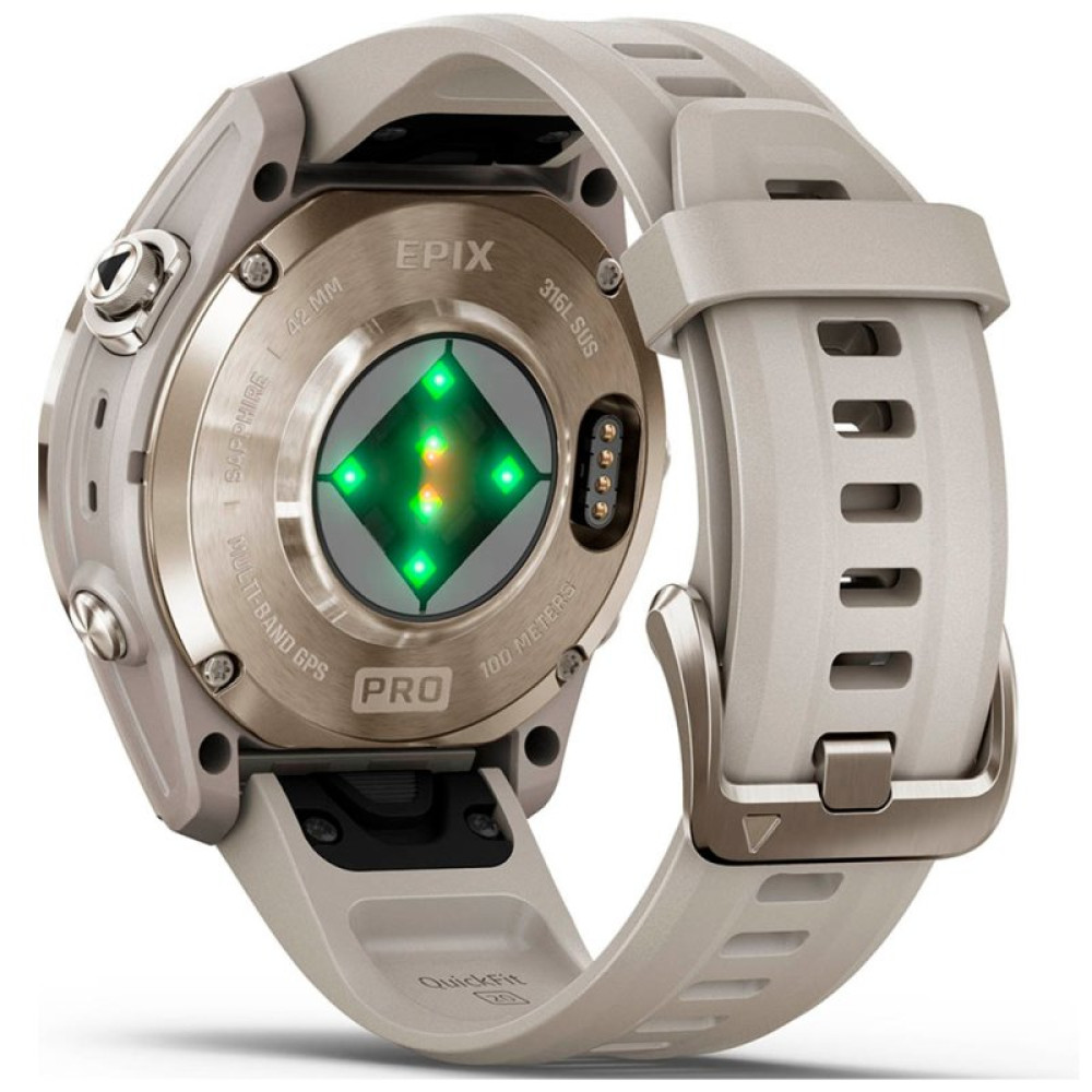 Смарт-часы Garmin EPIX PRO (g2), 42mm, Saph, Soft Gold SS, Lt. Sand, GPS смарт (010-02802-11)