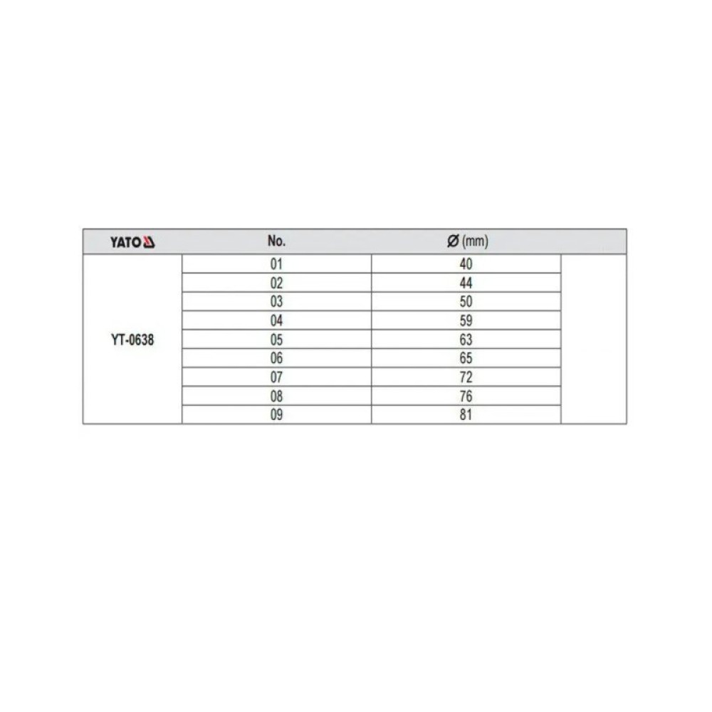Набор инструментов Yato для установки подшипников и уплотнителей 10 шт. (YT-0638)