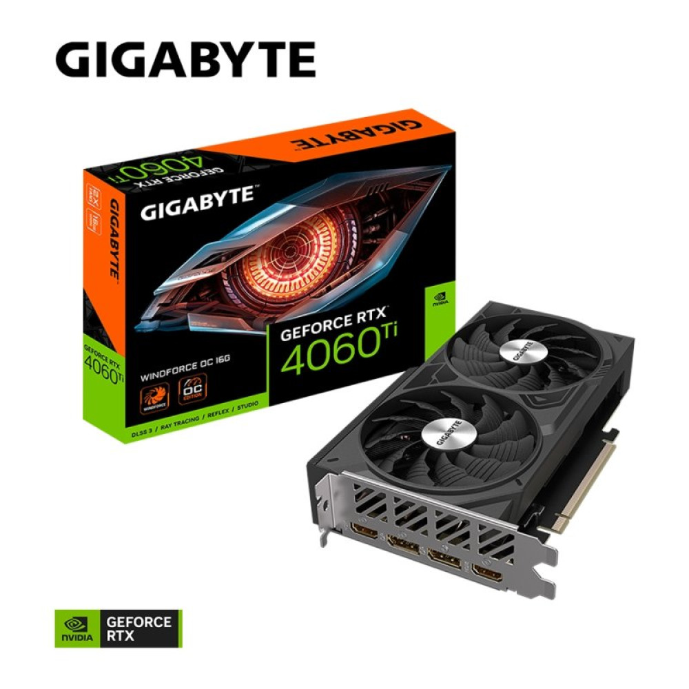 Видеокарта GIGABYTE GeForce RTX4060Ti 16Gb WINDFORCE OC (GV-N406TWF2OC-16GD)