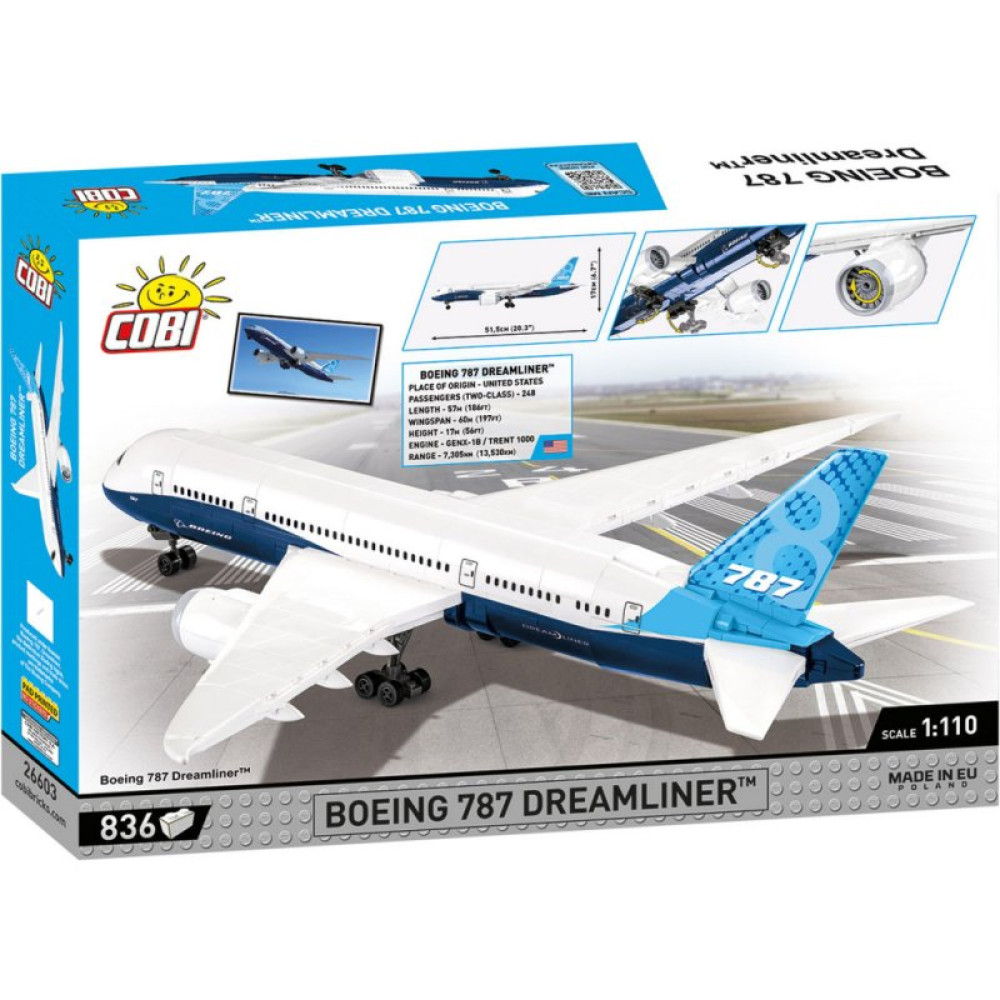 Конструктор Cobi Боинг 787 Дримлайнер 1:110, 836 детали (COBI-26603)