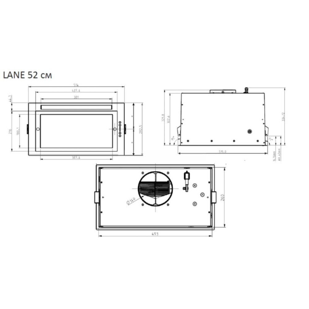 Вытяжка кухонная Elica LANE BL MAT/A/52