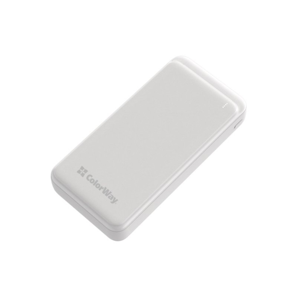 Батарея універсальна ColorWay 20 000 mAh Slim PD/20W, QC/3.0 USB-C/Micro-USB/USB-A White (CW-PB200LPG3WT-PD)