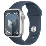 Смарт-часы Apple Watch Series 9 GPS 45mm Silver Aluminium Case with Storm Blue Sport Band - S/M (MR9D3QP/A)