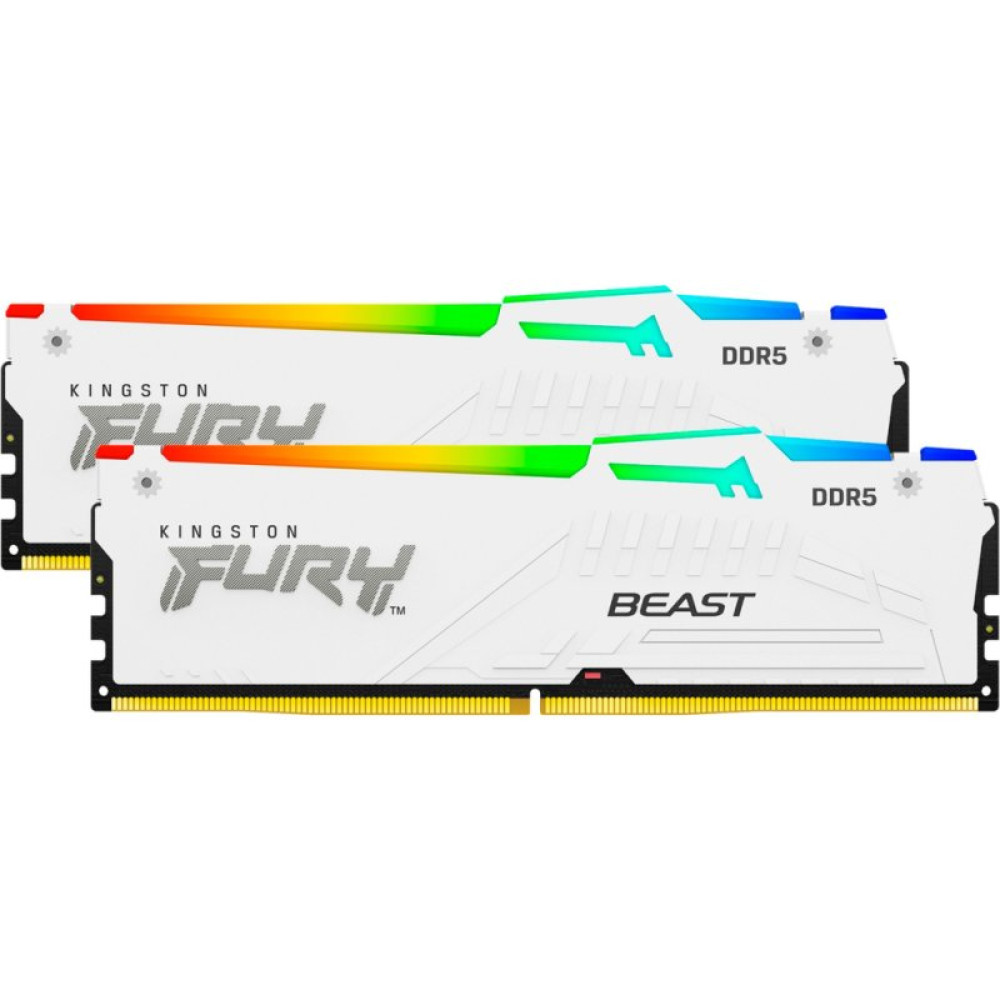 Модуль памяти для компьютера DDR 64GB (2x32GB) 6000 MHz FURY Beast White RGB Kingston Fury (ex.HyperX) (KF560C40BWAK2-64)