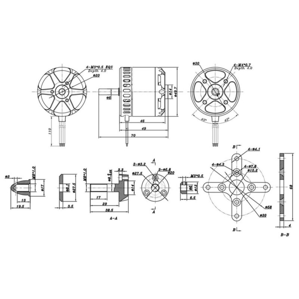 Мотор для літаків SunnySky X4125 V3 KV480 (SSKY-V3-X4125-480)