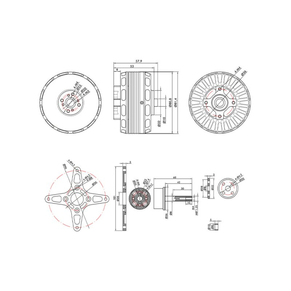 Мотор T-Motor AT7215 30CC KV270 8S 4800W для самолетов (TM-AT7215-270)