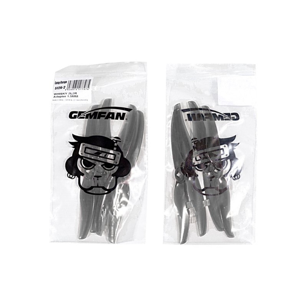 Пропелери GemFan Long Range 5126-2 2мм+M5 полікарбонат 2CCW+2CW (Clear Gray) (GFN-PMPC5126-2G2)
