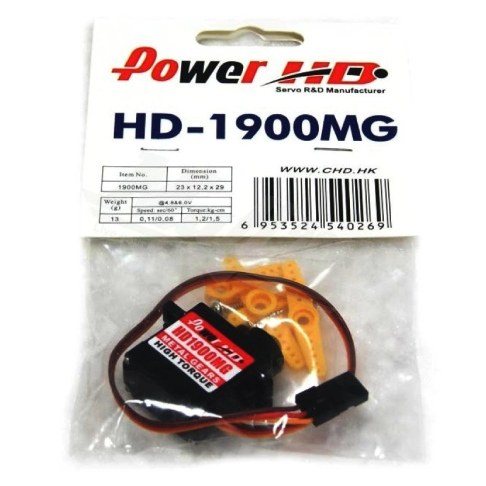 Сервопривод микро 14г Power HD 1900MG 1.2кг/0.11сек (HD-1900MG) Сервопривод микро 14г Power HD 1900MG 1.2кг/0.11сек (HD-1900MG)