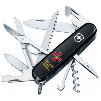 Ніж Victorinox Huntsman Army 91 мм Чорний Емблема ЗСУ + Напис ЗСУ (1.3713.3_W1011u)