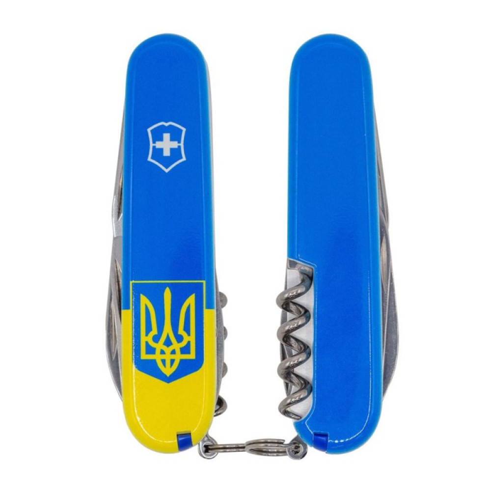 Ніж Victorinox Spartan Ukraine 91 мм Герб на прапорі вертикальний (1.3603.7_T3030p)