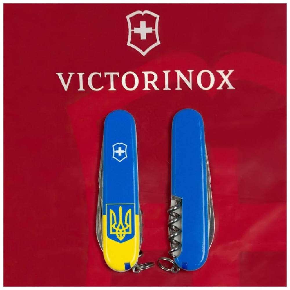 Ніж Victorinox Spartan Ukraine 91 мм Герб на прапорі вертикальний (1.3603.7_T3030p)
