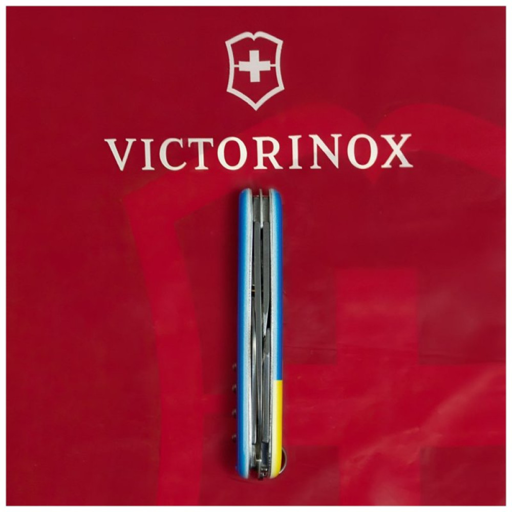 Ніж Victorinox Spartan Ukraine 91 мм Герб на прапорі вертикальний (1.3603.7_T3030p)