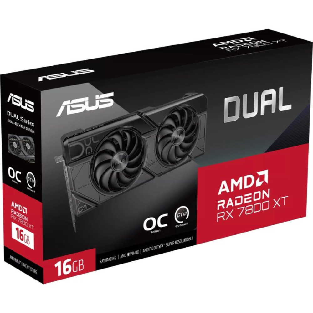 Видеокарта ASUS Radeon RX 7800 XT 16Gb DUAL OC (DUAL-RX7800XT-O16G)