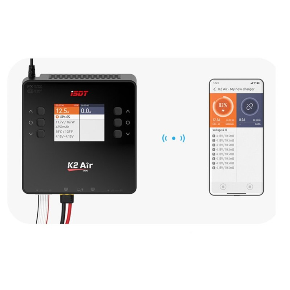 Зарядное устройство дуо универсальное ISDT K2 AIR 20A AC/DC 200W/500W с блоком питания (ISDT-K2AIR)