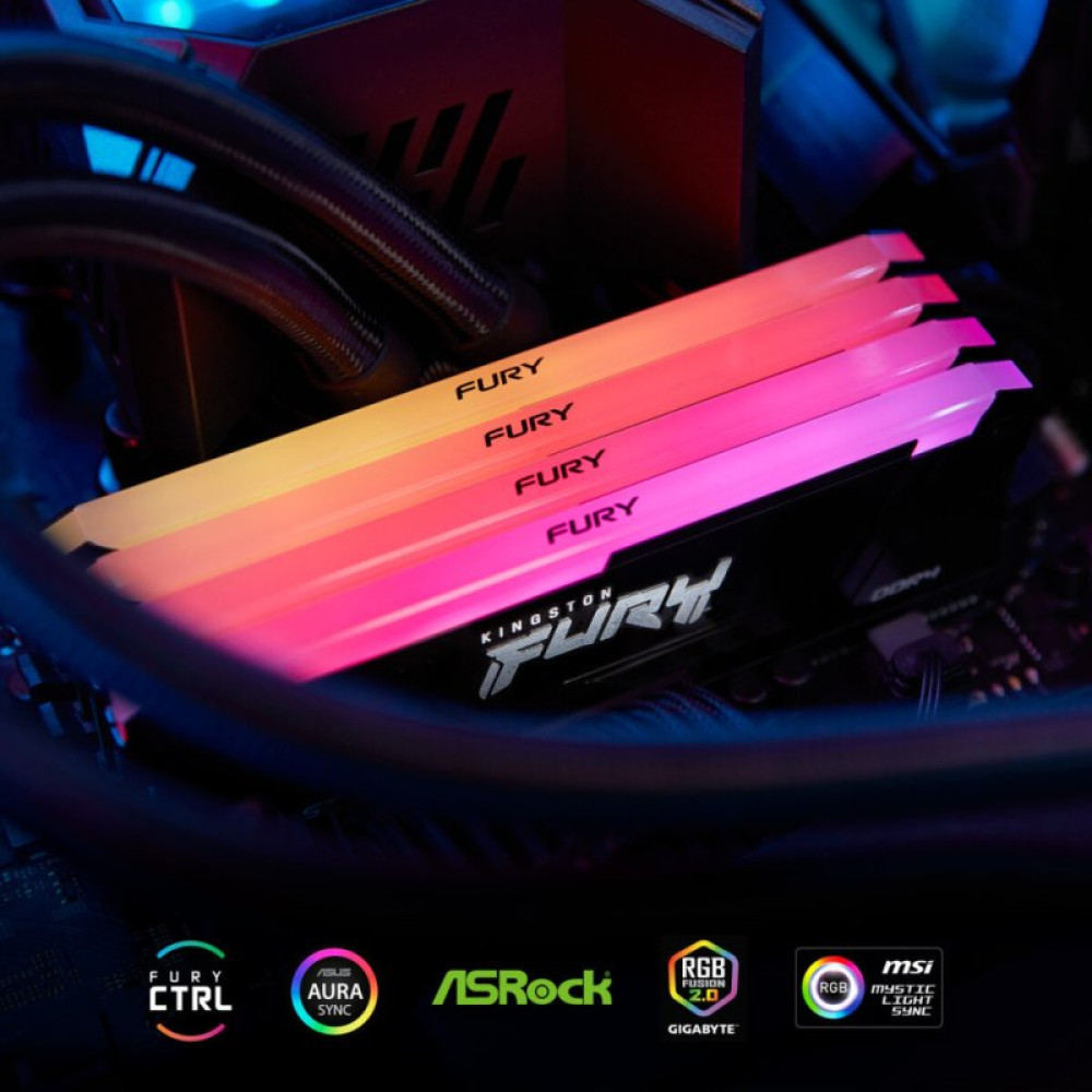 Модуль памяти для компьютера DDR4 32GB (2x16GB) 3733 MHz Beast Black RGB Kingston Fury (ex.HyperX) (KF437C19BB12AK2/32)