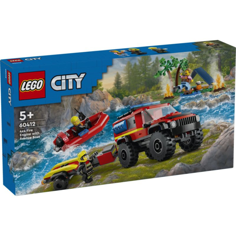 Конструктор LEGO City Пожарный внедорожник со спасательной лодкой 301 деталей (60412) Конструктор LEGO City Пожарный внедорожник со спасательной лодкой 301 деталей (60412)