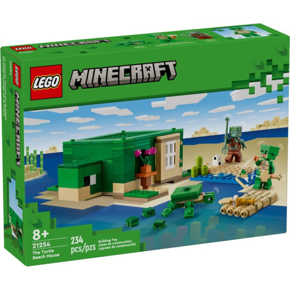 Конструктор LEGO Minecraft Пляжный дом в форме черепахи 234 деталей (21254) Конструктор LEGO Minecraft Пляжный дом в форме черепахи 234 деталей (21254)