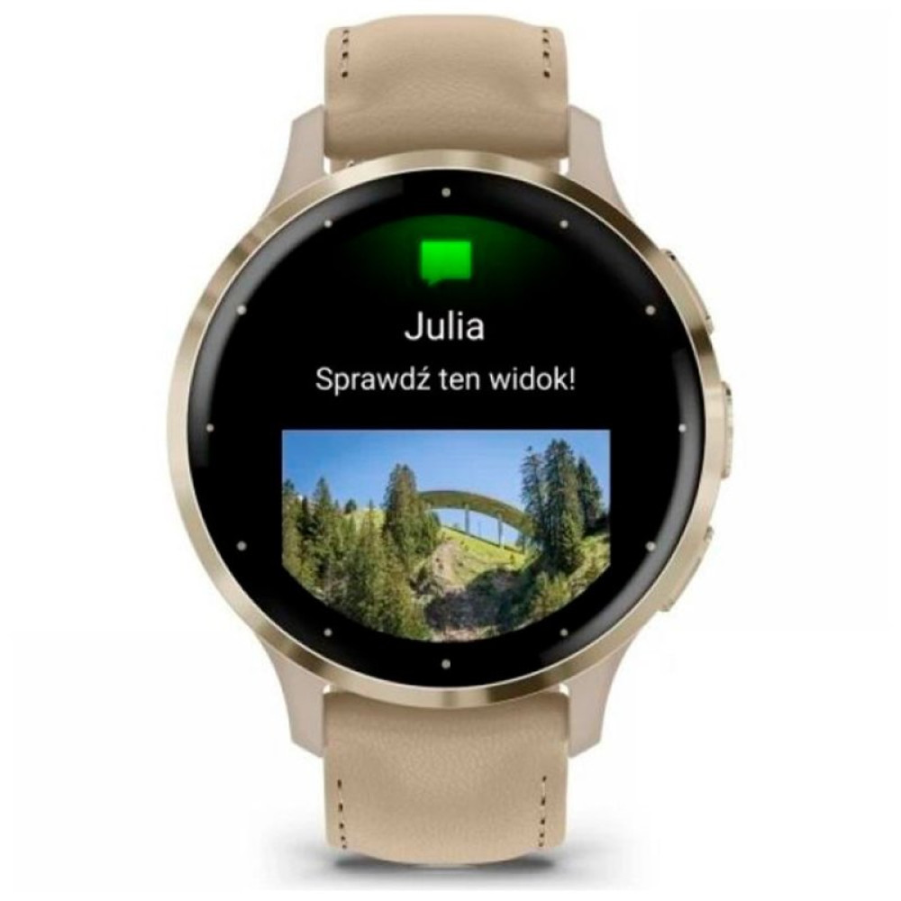 Смарт-часы Garmin Venu 3S, Fr. Gray + Soft Gold, Leather, GPS (010-02785-55)