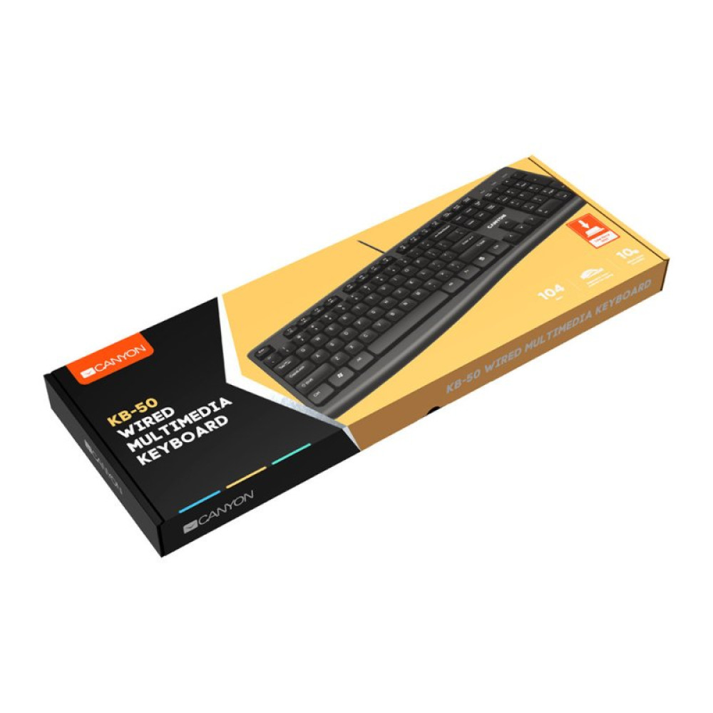 Клавиатура Canyon KB-50 Slim USB UA Black (CNE-CKEY5)