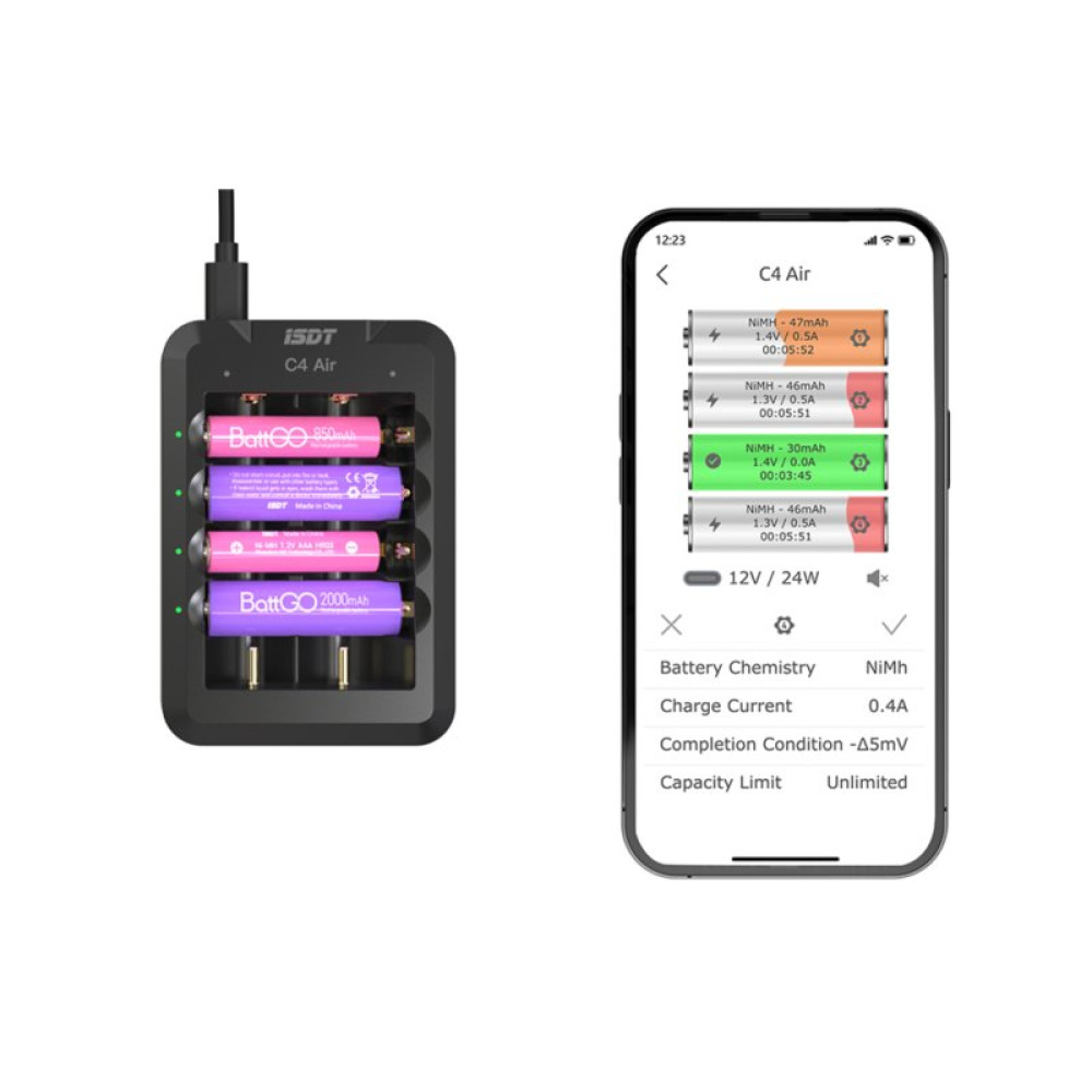 Зарядное устройство ISDT C4 AIR 40W для пальчиковых аккумуляторов (ISDT-C4AIR)
