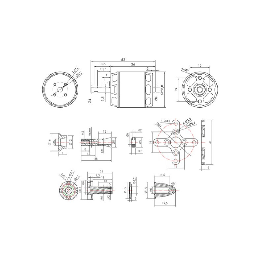 Мотор T-Motor AT2317 KV880 2-4S 350W для самолетов (TM-AT2317-880)