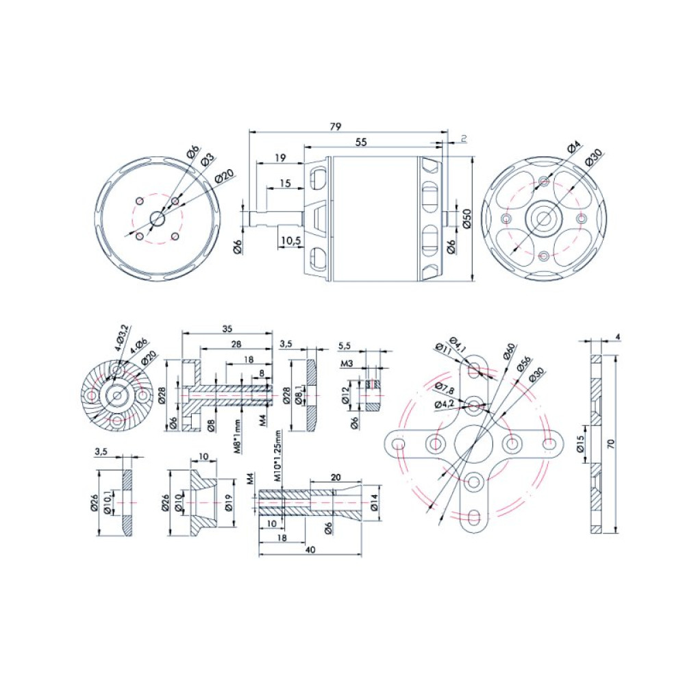 Мотор T-Motor AT4130 KV300 6-12S 3200W для самолетов (TM-AT4130-300)