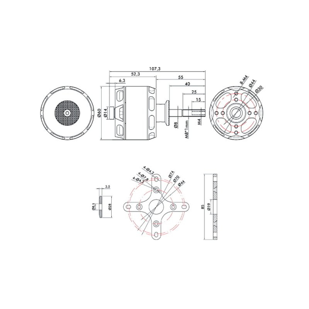Мотор T-Motor AT5220A KV220 2700W 6-12S для самолетов 20-25CC (TM-AT5220A-220)